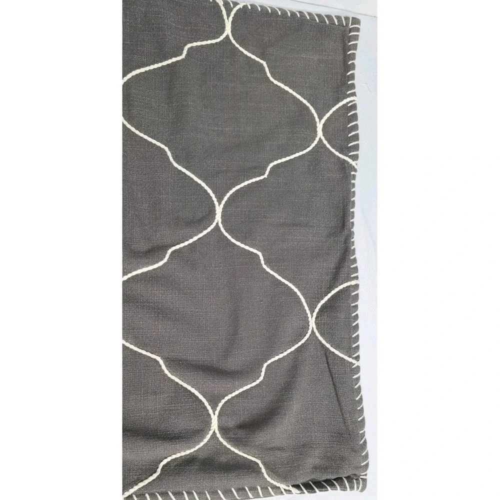 PotteryBarn Shabby Chic Ruffle Lt Blue Gray Embroidered Cotton Pillow Covers NEW